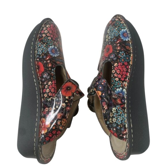 Alegria Donna Midnight Garden Patent Leather Floral Platform Slip On Clogs 7 - Picture 8 of 13